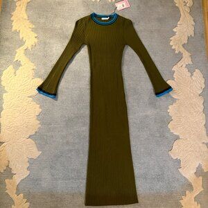 Avec Les Filles Contrast Trim Maxi Sweater Dress (XS, NWT)